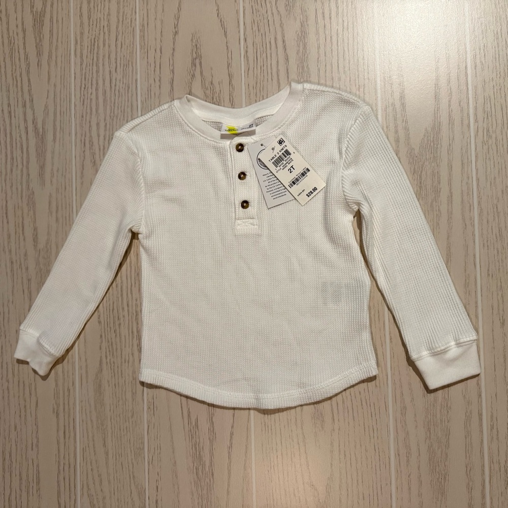 Epic Threads Toddler Boys Thermal‎ Henley Shirt Size 2T White NEW